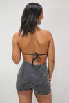 Rock N Roll Rhinestone Shorts - Silver