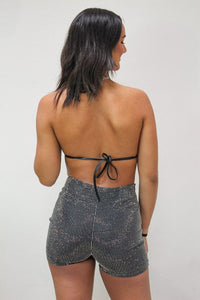 Rock N Roll Rhinestone Shorts - Silver