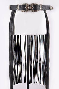 Austin Buckle Fringe Belt- Silver