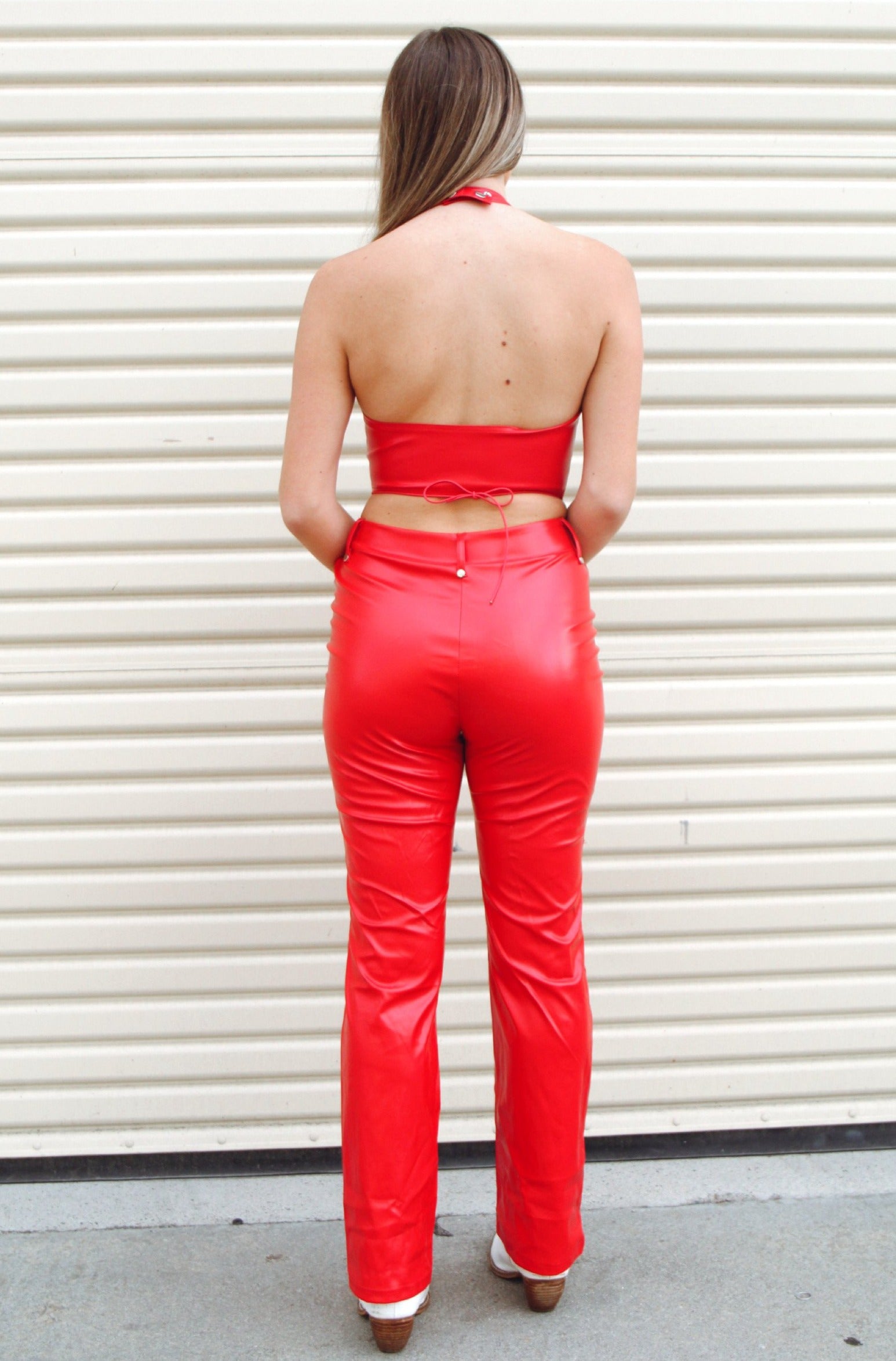 Red Hot Leather Lace Up Pants – Trendy and Tipsy